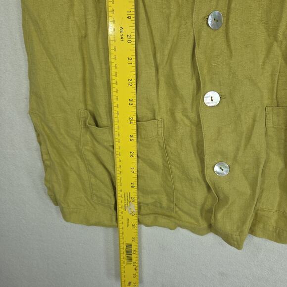 Vintage Chicos Womens Top 2 Large Linen Green Pockets Business Workwear Grandma - Picture 5 of 11